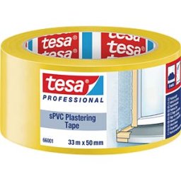 TESA 66001 GE - Plastering tape sPVC, smooth, 33 m x 50 mm, yellow
