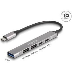 DELOCK 64298 - USB 3.1/2.0 hub, 4 port, USB-C to 1x 3.1 A, 2x 2.0 A, 1x 2.0 C