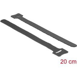 DELOCK 18687 - Velcro cable tie, 200 mm, x 12 mm, 10 pieces, black