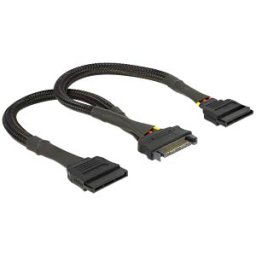 DELOCK 60135 - PowerSATA 15-pin socket. >2x SATA 15-pin plug HDD 25 cm