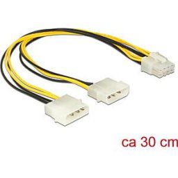 DELOCK 85453 - Delock Power Power Cable 2x 4 pin Molex male > 8 pin EPS male, 3