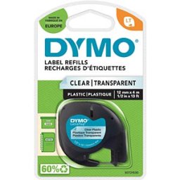 DYMO S0721530 - Labelling tape, plastic, black/transparent