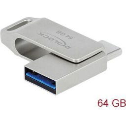 DELOCK 54075 - USB 3.2 Gen 1 USB-C™ + Type-A Memory Stick 64 GB - Metal Housing
