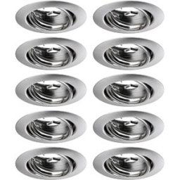 PAULMANN PLM 93399 - Base recessed light, GU10, 20°, round, brushed iron, set of 10