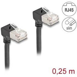 DELOCK 80297 - Cat.6a patch cable, S/FTP, bottom / bottom angled, 0.25 m