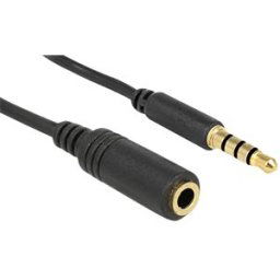 DELOCK 84669 - Jack, 3.5 mm, ST/BU, 4-pin, iPhone, 5.0 m, black