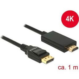 DELOCK 85316 - Delock cable DP 1.2 male > HDMI-a male, black, 1 m