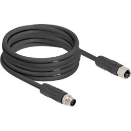 DELOCK 80522 - M12 Cable L-coded 4 pin male to female PUR suitable for drag cha