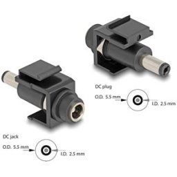 DELOCK 84166 - Keystone DC 5.5 x 2.5 mm socket > 5.5 x 2.5 mm plug black