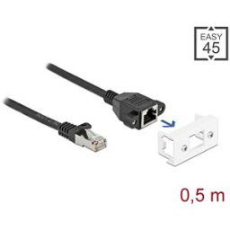 DELOCK 87110 - Network extension cable, Easy 45, S/FTP, Cat.6a, 0.5 m, black
