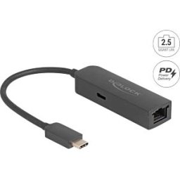 DELOCK 66938 - Network card, USB-C, 2.5 Gigabit Ethernet, 1x RJ45 with PD