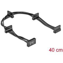 DELOCK 60395 - Power Cable, SATA Plug > 4x SATA Socket, 40 cm, Black