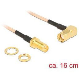DELOCK 89431 - HF antenna cable, RP-SMA male 90° > RP-SMA female, 16 cm