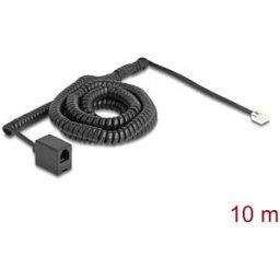 DELOCK 90347 - Telephone cable / coiled cable, RJ11 plug / socket, 10 m