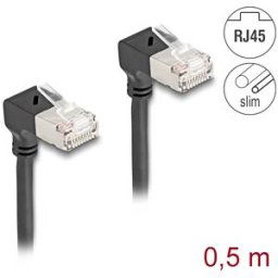 DELOCK 80298 - Cat.6a patch cable, S/FTP, angled down / down, 0.5 m