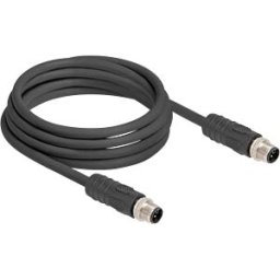 DELOCK 80516 - M12 Cable L-coded 4 pin male to male PUR suitable for drag chain