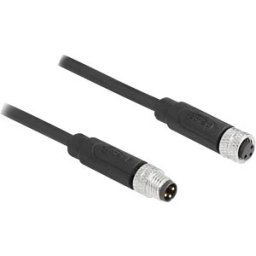 DELOCK 80140 - M8 3 pin cable A-coded male / female, 3 m