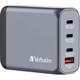 VERBATIM 32202 - USB charger, 100 W, 3x USB-C PD, 1x USB-A QC 3.0, GaN