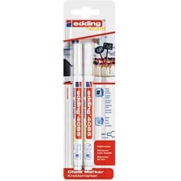 EDDING 4085/2W - Chalk marker, 1 - 2 mm, white, pack of two