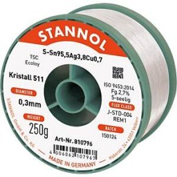 STANNOL STA 511 TSC 0,5 - Crystal 511 TSC Sn95 Sn95 Ag4, 0.5 mm Ø 250 g