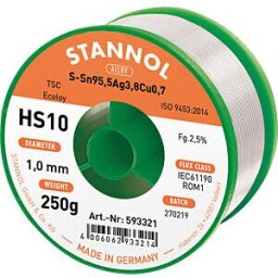 STANNOL STA HS10 TSC 1,0 - HS10 lead-free solder containing silver and copper, Ø 1.0 mm, 25