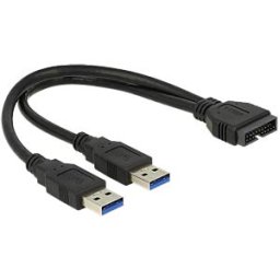 DELOCK 83910 - Cable USB 3.0 Pin header male > 2 x USB 3.0 Type-A male 25 cm