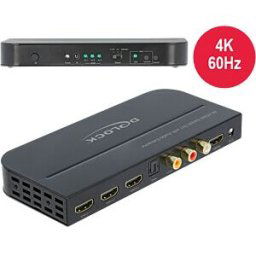 DELOCK 66498 - HDMI Switch 3 x HDMI in to 1 x HDMI out 4K 60 Hz with Audio Extr