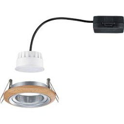 PAULMANN PLM 92240 - Lanati recessed light, 6 W, 470 lm, 2700 K, 30°, round, wood/alu