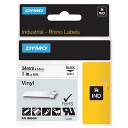 DYMO IND 1805430 - DYMO IND tape, vinyl, 24 mm, black/white