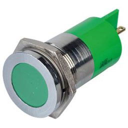 APEM APM Q22F1C G12E - Indicator LED, 12 V DC, 22 mm, FASTON, green/BrC