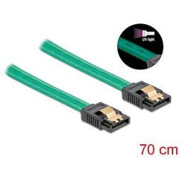 DELOCK 82112 - SATA 6 Gb/s Cable UV glow effect green 70 cm