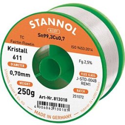 STANNOL STA 611 TC 0,7 - Solder wire lead-free with copper, Ø 0,7 mm, 250 g