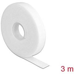 DELOCK 18376 - Hook and loop tape on roll, 3 m x 13 mm, white