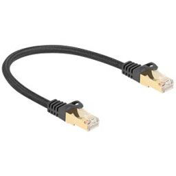 DELOCK 80315 - Patch cable, Cat.6a, S/FTP, braided jacket, 0.25 m, black