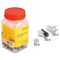 DELOCK 66906 - RJ45 modular plug Cat.6, with robust snap-in lug, 50 pieces