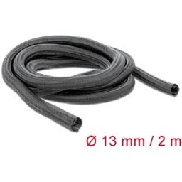 DELOCK 18853 - Braided Sleeve, self-closing, 2 m x 13 mm, black