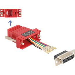 DELOCK 67112 - Adapter D-Sub 15 Pin jack > RJ45 jack Mounting kit, red