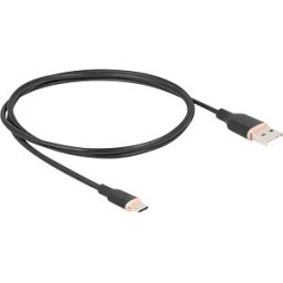 DELOCK 81226 - USB 2.0 cable, A plug > C plug, silicone, black, 1.0 m