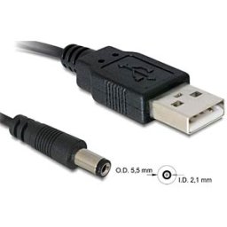 DELOCK 82197 - USB > DC power plug Ø5.5/Ø2.1 - 5 V - length 1.0 m