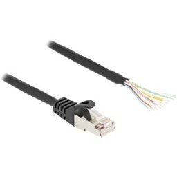DELOCK 80203 - RJ50 cable, male / open ends, S/FTP, 0.25 m, black