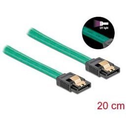 DELOCK 82017 - SATA 6 Gb/s Cable UV glow effect green 20 cm