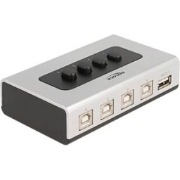 DELOCK 87763 - USB 2.0 switch, 4 port, 4x USB-B to 1x USB-A, bi-directional