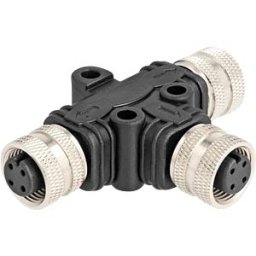 DELOCK 60579 - M12 T-splitter, A-coded, 4 pin, 1x socket > 2x socket