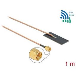 DELOCK 12610 - WLAN SMA plug 0.5 - 1.2 dBi RG-178 1 m PCB internal self adhesiv