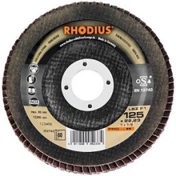 RHODIUS TS LSZ-F1 125-12 - Lamellar flap grinding disc, Ø 125 mm, 120 grain