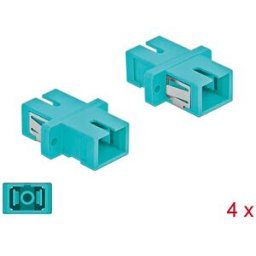 DELOCK 85994 - Optical Fiber Coupler SC/SC Simplex 4 pieces light blue