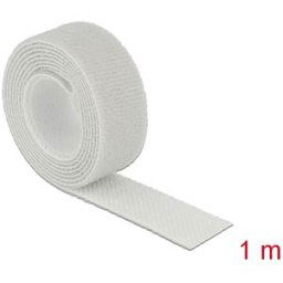 DELOCK 18278 - Hook and loop tape on roll, 1 m x 20 mm, grey