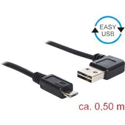 DELOCK 85163 - USB 2.0 Kabel, EASY A male angled to Micro B male, 0.5 m
