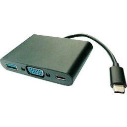 VALUE 12993201 - Adapter USB-C > VGA, USB-A, PD, black, 0.10 m