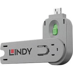 LINDY 40621 - USB-A port lock (1x key, 1x lock), green